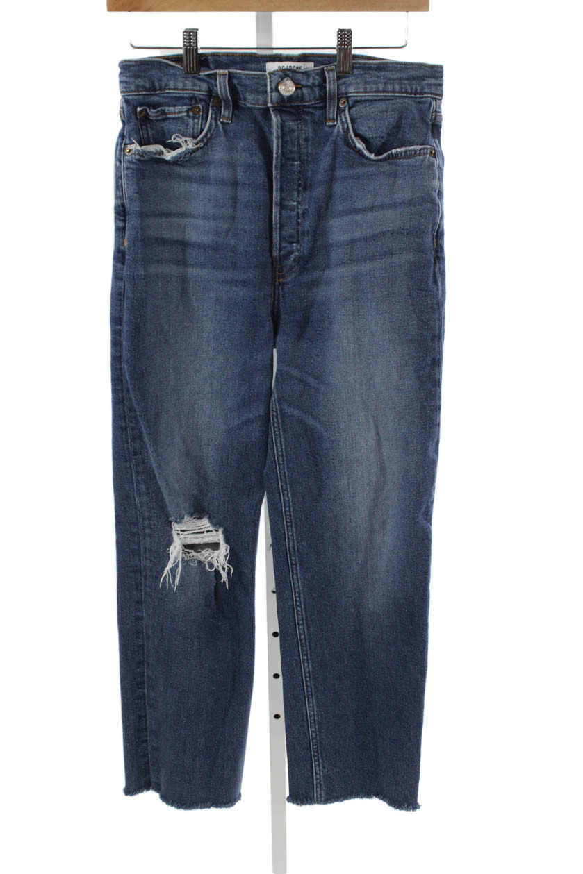 Re/Done Womens High Waist Straight Jeans Blue Cotton Button Inseam 24 Size 29Free Shipping in US $100+ Orders | $6.95 Orders Below