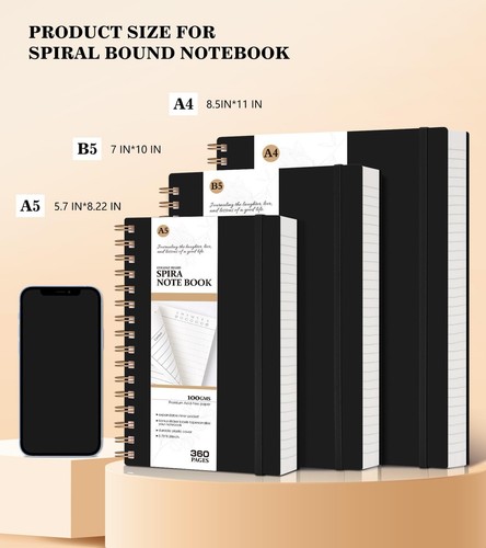 Spiral Notebook Journal, 360 Pages College Ruled Notebooks, Lined Thick Journ... - 第 3/5 張圖片