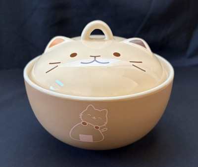 Japanese Instant Noodle Ramen Salad Bowls Tableware Cartoon Cat Cover Ceramic 
