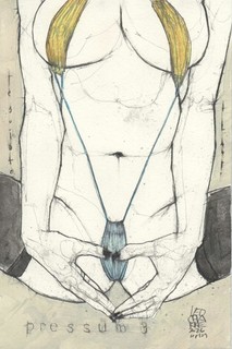 "Linehealth Of Susu With Hands" 8.5x5.5in by Leo Charre pencil on paper