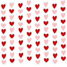 Valentines Day Decor - 100 PCS Heart Garland Decorations - Red  Pink Heart B...