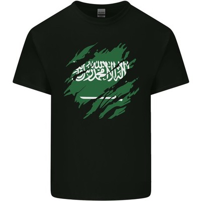 Zerrissen Saudi-Arabien Flagge Arabisch Tag Fußball Herren Leichte Baumwolle T