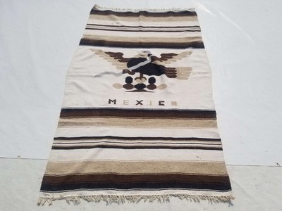 Vintage Handgeknüpfter Mexikanischer Bild Mehrfarbig Kelim Teppich Carpet 194x116cms