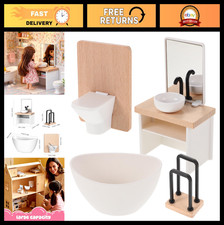Miniature Dollhouse Bathroom Set - 1:12 Scale Shower, Toilet, Bathtub Sink Acc