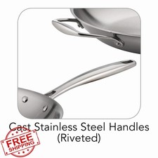 Tramontina 12-Inch Stainless Steel Frying Pan Tri-Ply Clad Skillet