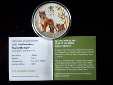 The Perth Mint 2022 Year of the Tiger. 1oz Fine-silver 99,99%