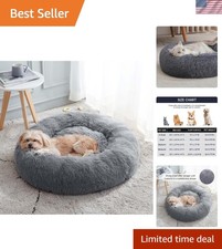 Calming Donut Cuddler Bed: Soft Faux Fur for Small Cats  Dogs   20  /24  /27  