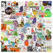 LIAOWL 100 PCS Science Stickers for Water 1.9-3 inches, White Orange