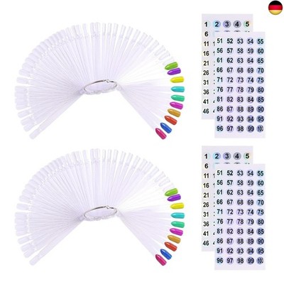 100 Stk Nagel Display Tips Übungsnagelspitzen mit Nummernsticker Nail Art 