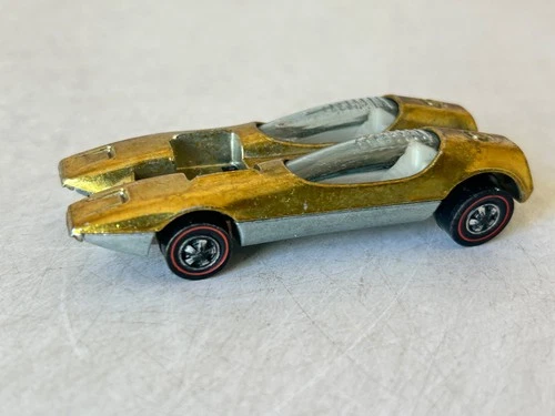 Vintage 1968 Mattel Redline Splittin Image , Gold Diecast Car Toy- Vintage.ML