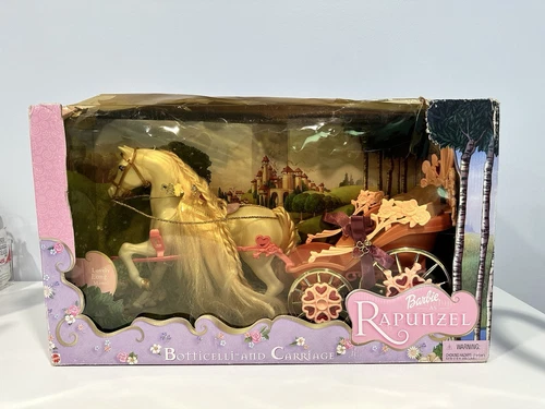 Vintage 2002 Mattel Barbie Rapunzel Botticelli & Carriage NEW IN BOX