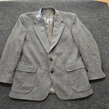 Vintage Stafford Camel Hair Wool Blazer Jacket Gray Mens 46R Made in USA Suit