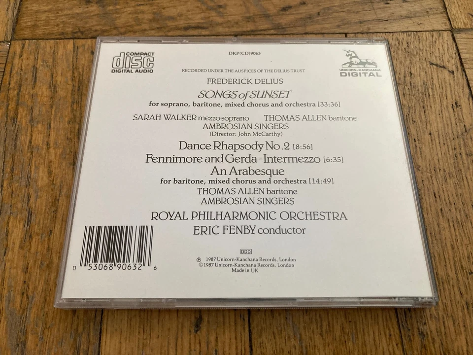 Delius: Songs of Sunset / Dance Rhapsody No. 2 (CD, 1987) Walker / Fenby — 第 3/3 张图片
