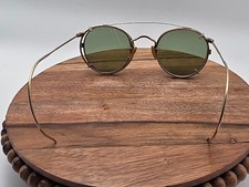 Antique 1/10 12k GF Gold Round Eyeglasses With Wire Cable Temples