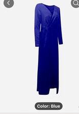 Long Blue Dress Size M, W/Purse & Jewelry Set