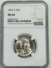 1947-S Washington Quarter  NGC MS66 Silver Frosty Blazer Under Graded LOOK Super — photo 1