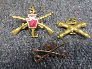 3 VINTAGE US ARMY CAP INSIGNIA 87th ARTILERY PA NATIONAL GUARD INFANTRY 12th CAV