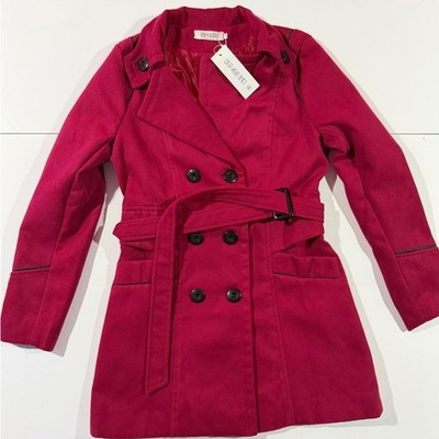 NWT Magenta Double-Breasted Trench Coat - Korean Style - Tag XL (Fits US M/L)
