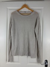 MUJI Men's Stone 100% Linen Crew Neck Jumper Size Medium - Chest Measures 46"
