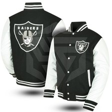 Men Oakland Las Vegas Raiders Varsity Jacket - Leather Sleeve Wool Body