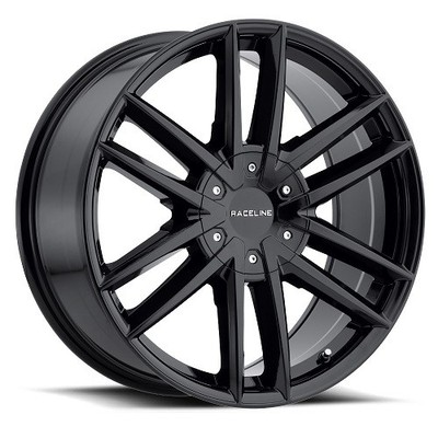 20x8.5 Raceline 158B Impulse Gloss Black Wheels 6x5.5/6x135 (+35mm) Set of 4