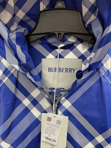 Burberry Jacket Blue Check Hooded (Medium) MSRP $2,350.   image 4