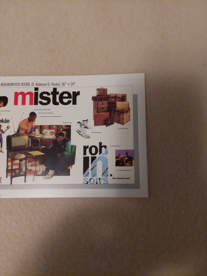 Tarjeta póster vintage Nike "Neighborhood Rookie" David Robinson, Gary Payton Foto 3 de 4