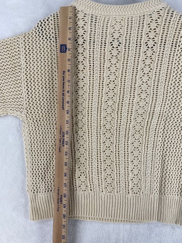 Roxy Sweater Women's XS Tan Daybreak Open Knit Sheer Round Neck Pullover $60 - Picture 9 of 11