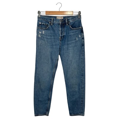 Everlane Jeans Womens 25R Button Fly OS Boyfriend Distressed Straight Blue