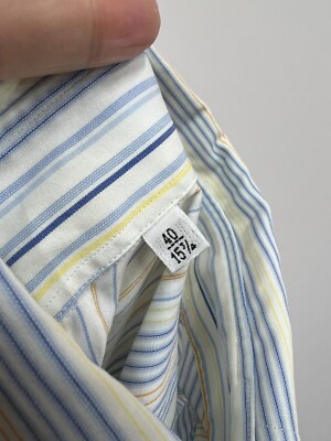 Christian Dior Double Collar Striped Dress Shirt Men's 40 15 3/4