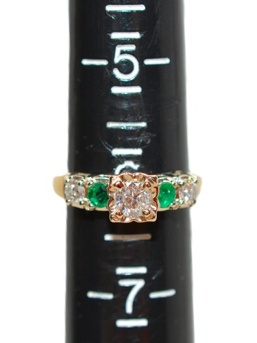 Natürlicher Diamant & Smaragd Ring 14K massiv Gold 0,64tcw Verlobungsring Mai grün - Bild 9 von 16