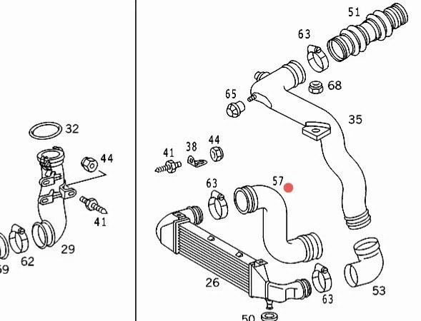 MERCEDES W202 C W210 E 250TD OM605 TUBO FLESSIBILE INTERCOOLER OEM 