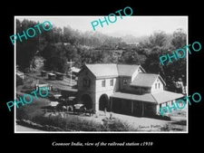 OLD LARGE HISTORIC PHOTO OF COONOOR INDIA VIEW OF THE RAILROAD STATION c1910