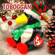 ❤️ TOBOGGAN 💚 2002 Ty Beanie Babies Christmas PENGUIN Winter Baby *MWMT*
