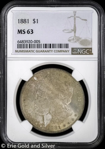 1881-P $1 Morgan Silver Dollar NGC MS 63 | Uncirculated UNC