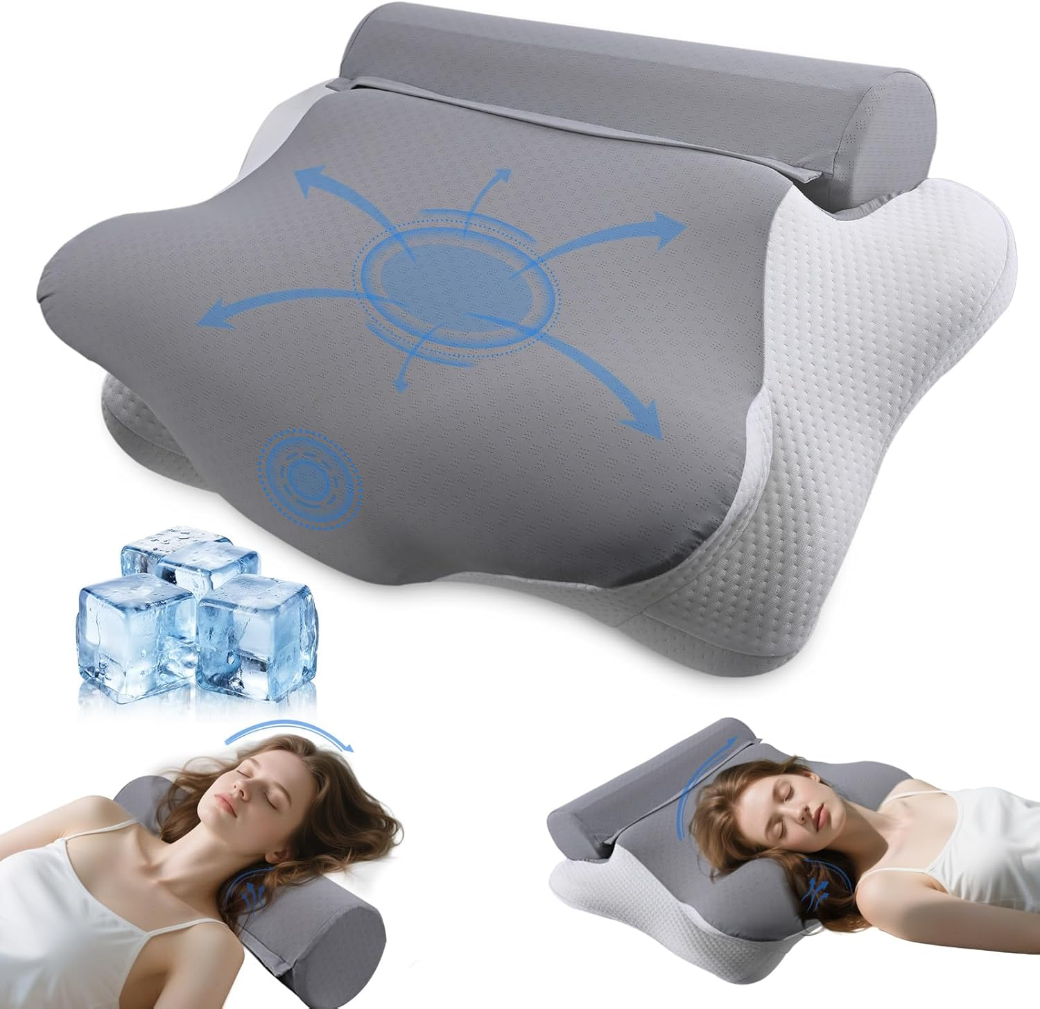 2 in 1 Cervical Pillow for Neck Pain Relief with Memory Foam Support