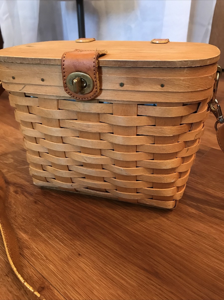 LONGABERGER BASKET Purse Handwoven USA Wood lined basket Unique
