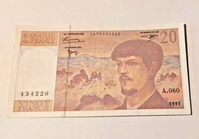-1 billet 20 francs DEBUSSY-1997--A.060---TYPE-1980 MODIFIE-Nouveau-Texte-Penal - Photo 1/2