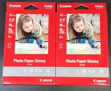 Set of 2 Canon Inkjet Photo Paper Plus Glossy GP-601 4"x6" 50 Sheets Each