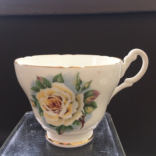 Vintage Regency Teetasse Untertasse Knochen China Gold Gelb Rose Silber Königin England - Bild 5 von 11