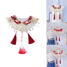 Girls Chinese Embroidered False Collar Traditional Floral Shoulder