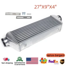 27"X7"X4" Universal Tube & Fin Polished Front Mount Turbo Intercooler Aluminum