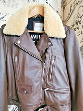  Each X Other Paris Soft Genuine Leather & Sheepskin Biker/aviator Jacket Size M