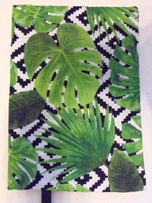 FABRIC Paperback Book Cover Standard Paperback Book Tropical Plant Leaves NEW