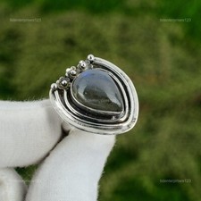 Birthday Gift For Her Natural Labradorite Stackable Adjustable Ring 925 Silver