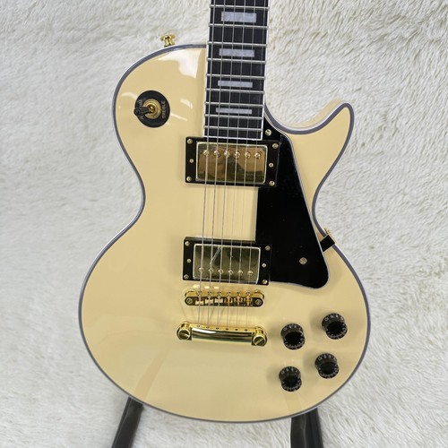 IN STOCK LP Cream Yellow Electric Guitar Fixed Bridge HH Pickups solid body - Picture 4 of 13