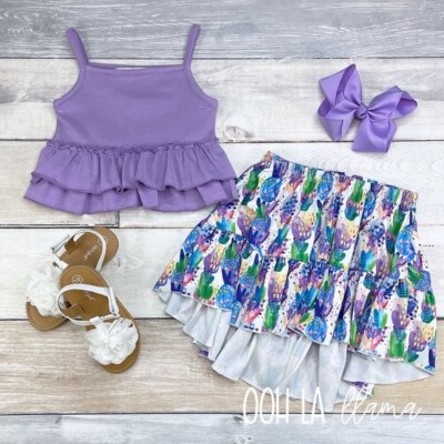 OOh La LLama Size 5  ''Watercolor Pineapple'' Hi Low Skirt