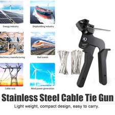 Cable Tie Gun Tool Stainless Steel Tensioning Cutting with 200pcs Cable Ties