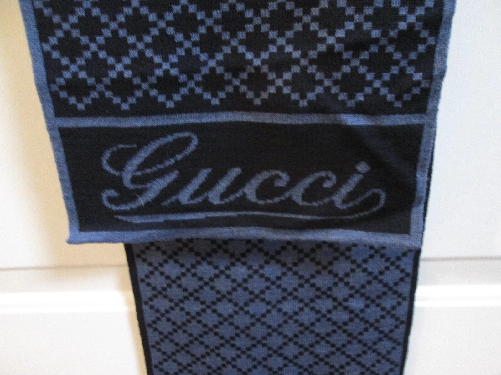 Silencieux/écharpe en laine mosaïque bleu marine unisexe GUCCI 72