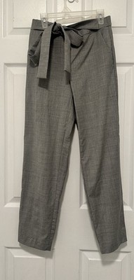 J.Crew Work Casual Elastic Waist Tie Bow Grey Trousers Size 0 Wool Blend